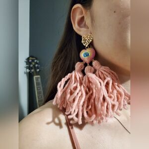 Statement lightweight earringsNatural wool organic(nature colored)